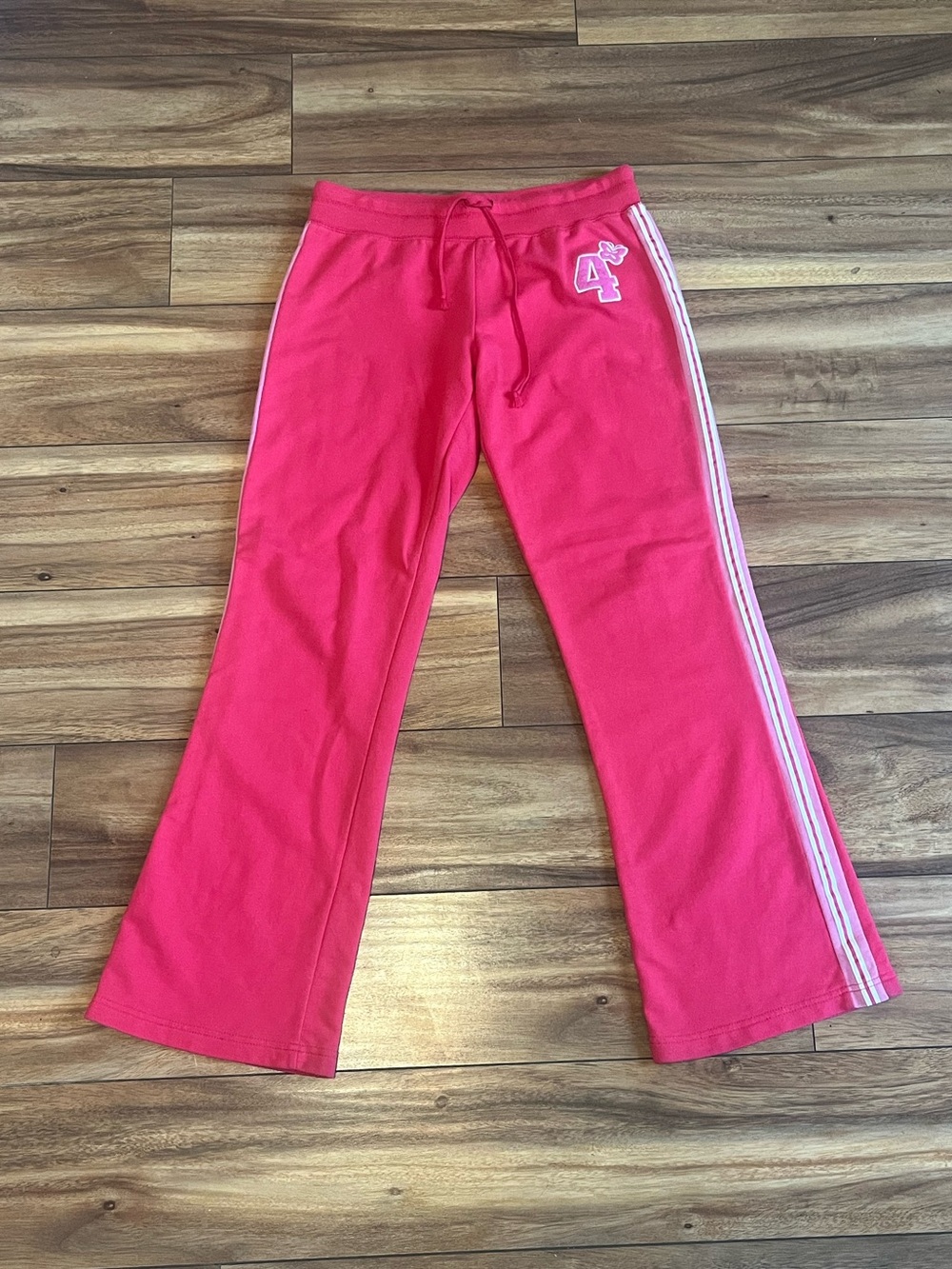 Women’s decoded medium pink butterfly Y2K track striped femme sweatpants yoga